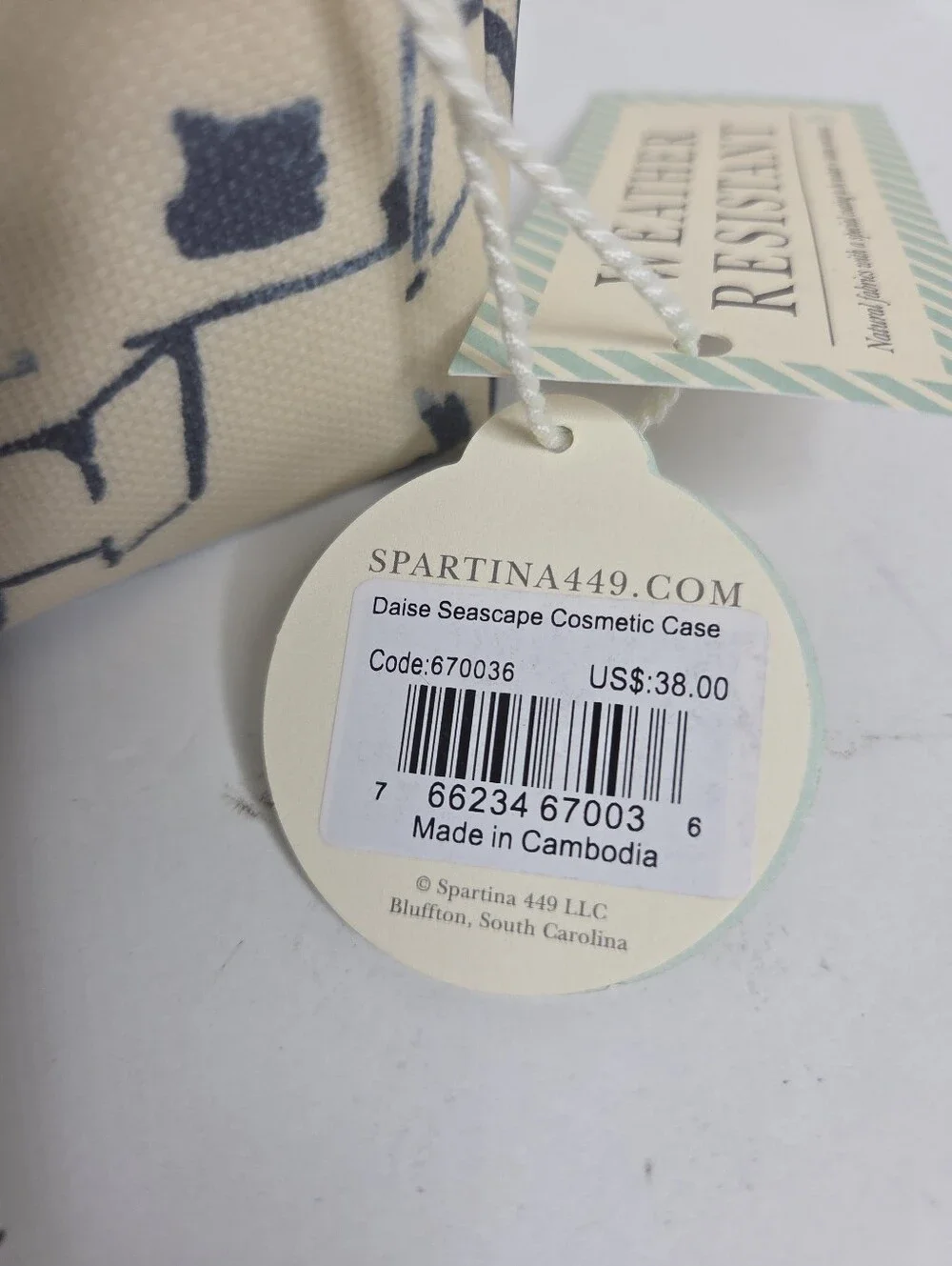Spartina 449 Daise Seascape Water Resistant Coated Canvas Cosmetic Case NWT
